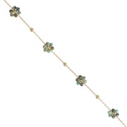 304L Stainless Steel Gemstone Flower cable Chain - African Turquoise - Gold x50cm|raw }}