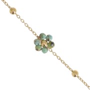 304L Stainless Steel Gemstone Flower cable Chain - African Turquoise - Gold x50cm