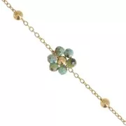 304L Stainless Steel Gemstone Flower cable Chain - African Turquoise - Gold x50cm