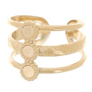 St. steel 304L Adjustable 3-row ring T.51 to T.57 for 3mm cabochons - Gold x1