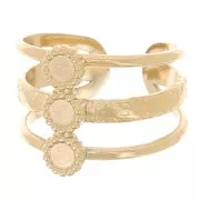 St. steel 304L Adjustable 3-row ring T.51 to T.57 for 3mm cabochons - Gold x1