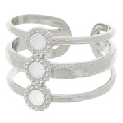 Stainless steel 304L Adjustable 3-row ring T.51 to T.57 for 3 mm cabochons x1|raw }}