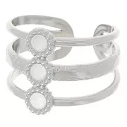 Stainless steel 304L Adjustable 3-row ring T.51 to T.57 for 3 mm cabochons x1