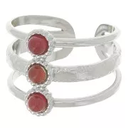 Stainless steel 304L Adjustable 3-row ring T.51 to T.57 for 3 mm cabochons x1