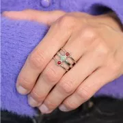 Stainless steel 304L Adjustable 3-row ring T.51 to T.57 for 3 mm cabochons x1