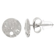 8mm Stainless steel 316L Round hammered earstuds with one hole x2|raw }}