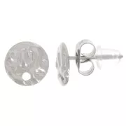 8mm Stainless steel 316L Round hammered earstuds with one hole x2