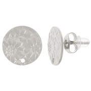 12mm 316L stainless steel Round earstuds - flower design x2|raw }}