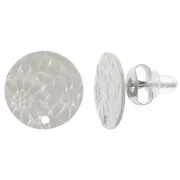 12mm 316L stainless steel Round earstuds - flower design x2