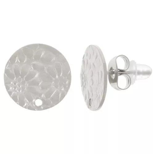 12mm 316L stainless steel Round earstuds - flower design x2