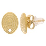 10x7.5mm 304L Stainless Steel Oval Textured EarStuds - Gold Tone x2|raw }}