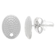 10x7.5mm 304L Stainless Steel Oval Textured EarStuds x2|raw }}