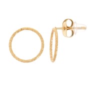 10mm 304L stainless steel diamond effect hollow circle earstuds - Gold x2