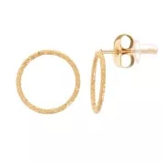 10mm 304L stainless steel diamond effect hollow circle earstuds - Gold x2