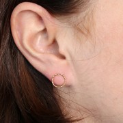 10mm diamond effect hollow circle earrings 304L stainless steel gold x2