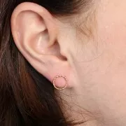 10mm diamond effect hollow circle earrings 304L stainless steel gold x2