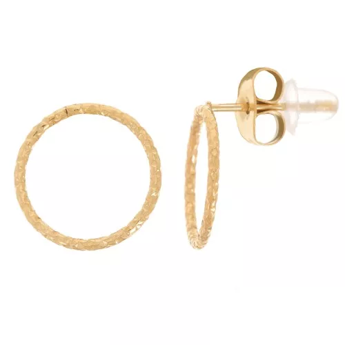 12mm 304L stainless steel diamond effect hollow circle earstuds - Gold x2