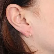 12mm 304L stainless steel diamond effect hollow circle earstuds - Gold x2