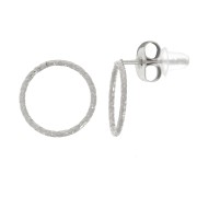 10mm 304L stainless steel diamond effect hollow circle earstuds x2