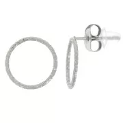 12mm 304L stainless steel diamond effect hollow circle earstuds x2