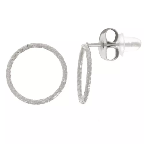 12mm 304L stainless steel diamond effect hollow circle earstuds x2
