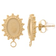 16x11mm Stainless Steel 316L Oval Stud Earrings for 8x6mm cabochon - Gold Tone x2|raw }}