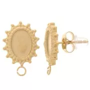 16x11mm Stainless Steel 316L Oval Stud Earrings for 8x6mm cabochon - Gold Tone x2