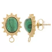 16x11mm Stainless Steel 316L Oval Stud Earrings for 8x6mm cabochon - Gold Tone x2