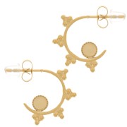 19mm 316L stainless steel ethnic open hoop for 4mm cabochon - Gold x2