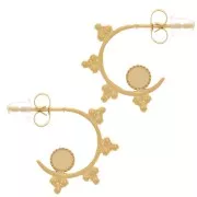 19mm 316L stainless steel ethnic open hoop for 4mm cabochon - Gold x2