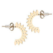 20mm 316L Stainless Steel Ethnic earstuds with Epoxy Resin - Black - Gold Tone x2