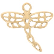 14x15mm Stainless Steel 304L openwork Dragonfly charm - Gold Tone x1