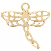 14x15mm Stainless Steel 304L openwork Dragonfly charm - Gold Tone x1