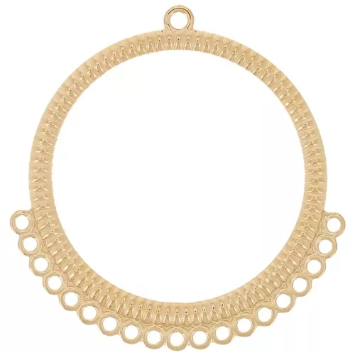 44mm Stainless steel 316L Round hollowed-out pendant multi-hole - Gold x2