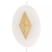 13x9 mm flat oval mother-of-pearl bead with a gold-plated 304 stainless steel diamond-shaped accent x1