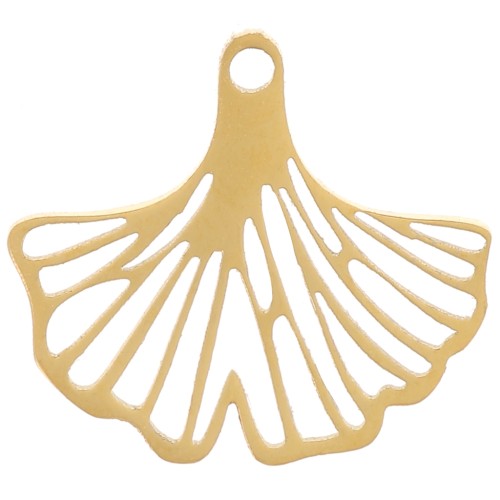 11x12mm Stainless steel 316L Openwork Ginkgo leaf charm - Gold x1