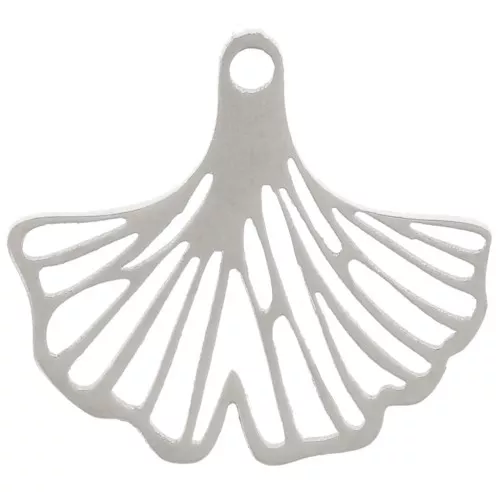 11x12mm Stainless steel 316L Openwork Ginkgo leaf charm x1