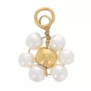 10mm 304L St. Steel flower pendant in imitation mother-of-pearl beads - White x1