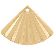 15x20mm Stainless steel 316L Fan charm with pleated effect - Gold x1