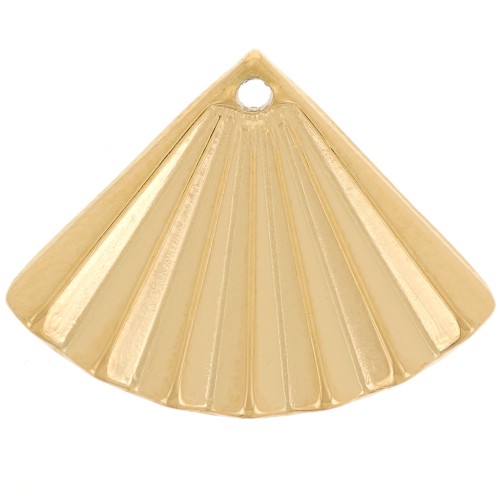 Fan charm with pleated effect 15x20 mm - 304L Gold stainless steel x1
