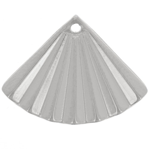 15x20mm Stainless steel 316L Fan charm with pleated effect x1