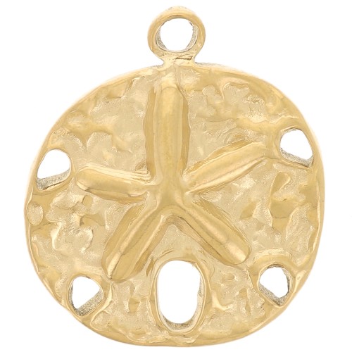 15mm Stainless steel 304L Charm Sand dollar irregular - Gold x1