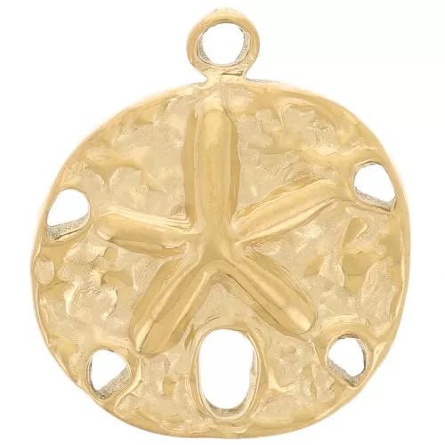 15mm Stainless steel 304L Charm Sand dollar irregular - Gold x1