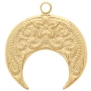 17x15.5mm 316L stainless steel Half-moon charm - arabesque - Gold x1