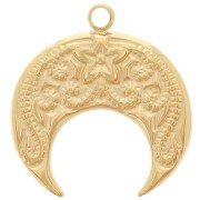 Half-moon charm, 17x15.5 mm - arabesque pattern - Gold-plated 304 stainless steel x1