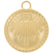 18mm 316L stainless steel round ethnic pendant - for 3mm cabochon - Gold x1