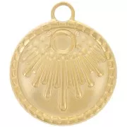 18mm 316L stainless steel round ethnic pendant - for 3mm cabochon - Gold x1