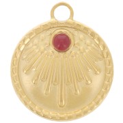18mm 316L stainless steel round ethnic pendant - for 3mm cabochon - Gold x1