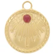 18mm 316L stainless steel round ethnic pendant - for 3mm cabochon - Gold x1