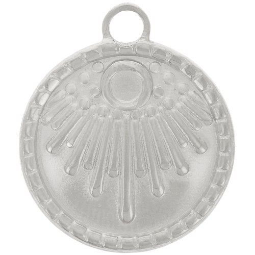 18mm 316L stainless steel round ethnic pendant - for 3mm cabochon x1